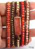 Boho Bracelet, RH 5 Layers Leather Wrap Bracelet, Natural Stones, Gold Purple Sapphire